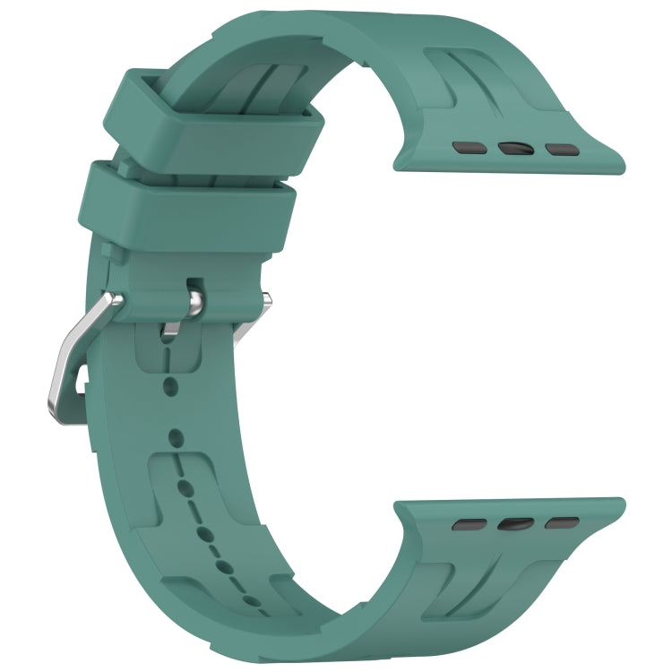 For Apple Watch SE 44mm H Texture Silicone Ladder Buckle Watch Band(Pine Green) - Watch Bands by PMC TechLife | Online Shopping South Africa | PMC TechLife