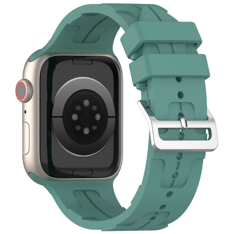 For Apple Watch SE 44mm H Texture Silicone Ladder Buckle Watch Band(Pine Green) - Watch Bands by PMC TechLife | Online Shopping South Africa | PMC TechLife