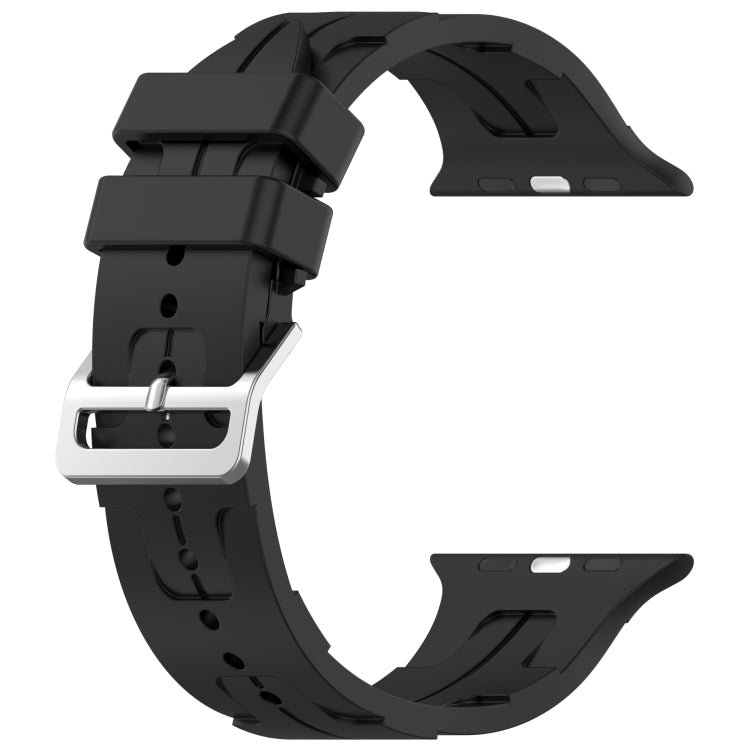 For Apple Watch Series 6 44mm H Texture Silicone Ladder Buckle Watch Band(Black) - free shipping - PMC TechLife - Order now!