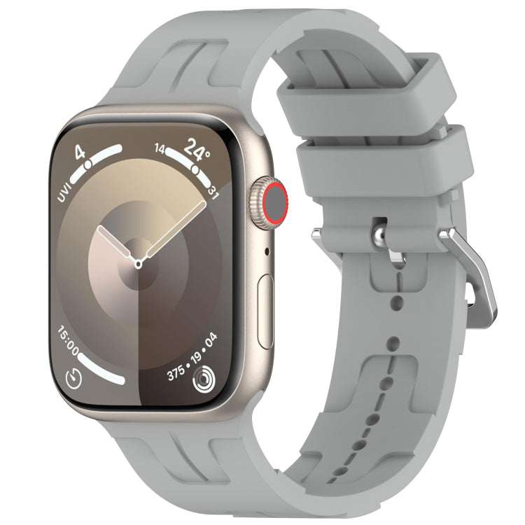 For Apple Watch Series 6 44mm H Texture Silicone Ladder Buckle Watch Band(Grey) - Watch Bands by PMC TechLife | Online Shopping South Africa | PMC TechLife