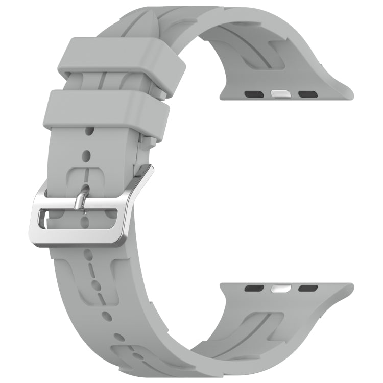 For Apple Watch Series 6 44mm H Texture Silicone Ladder Buckle Watch Band(Grey) - Watch Bands by PMC TechLife | Online Shopping South Africa | PMC TechLife