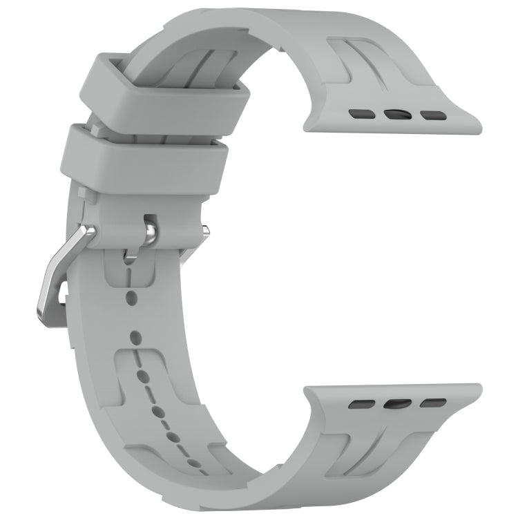 For Apple Watch Series 6 44mm H Texture Silicone Ladder Buckle Watch Band(Grey) - Watch Bands by PMC TechLife | Online Shopping South Africa | PMC TechLife