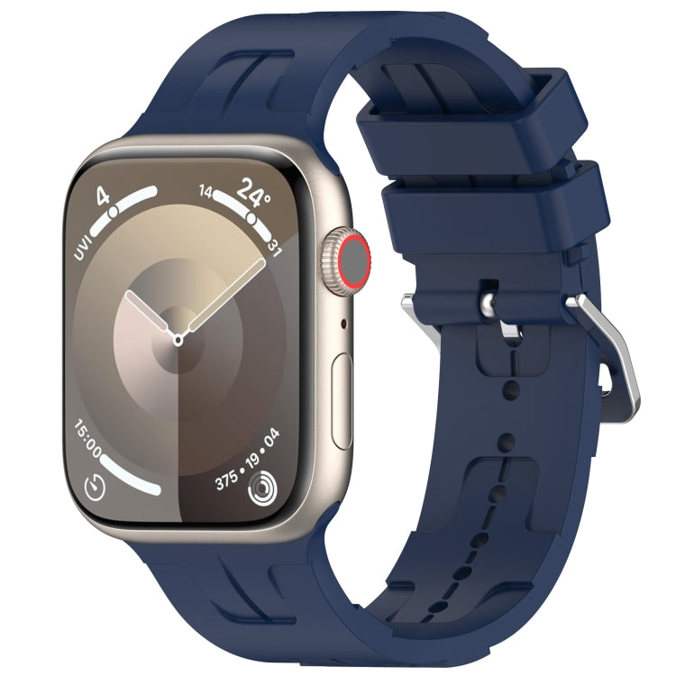 For Apple Watch Series 6 44mm H Texture Silicone Ladder Buckle Watch Band(Midnight Blue) - Watch Bands by PMC TechLife | Online Shopping South Africa | PMC TechLife
