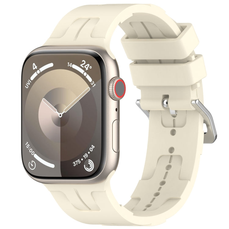 For Apple Watch Series 5 44mm H Texture Silicone Ladder Buckle Watch Band(Starlight) - Watch Bands by PMC TechLife | Online Shopping South Africa | PMC TechLife