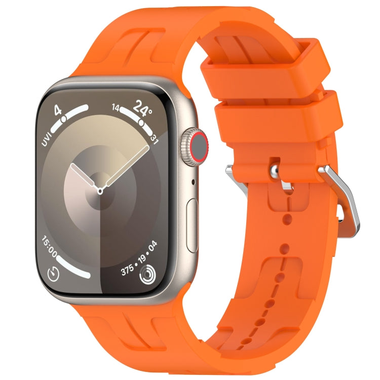 For Apple Watch Series 4 44mm H Texture Silicone Ladder Buckle Watch Band(Orange) - Watch Bands by PMC TechLife | Online Shopping South Africa | PMC TechLife