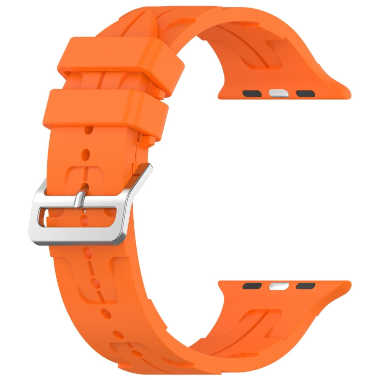 For Apple Watch Series 4 44mm H Texture Silicone Ladder Buckle Watch Band(Orange) - Watch Bands by PMC TechLife | Online Shopping South Africa | PMC TechLife