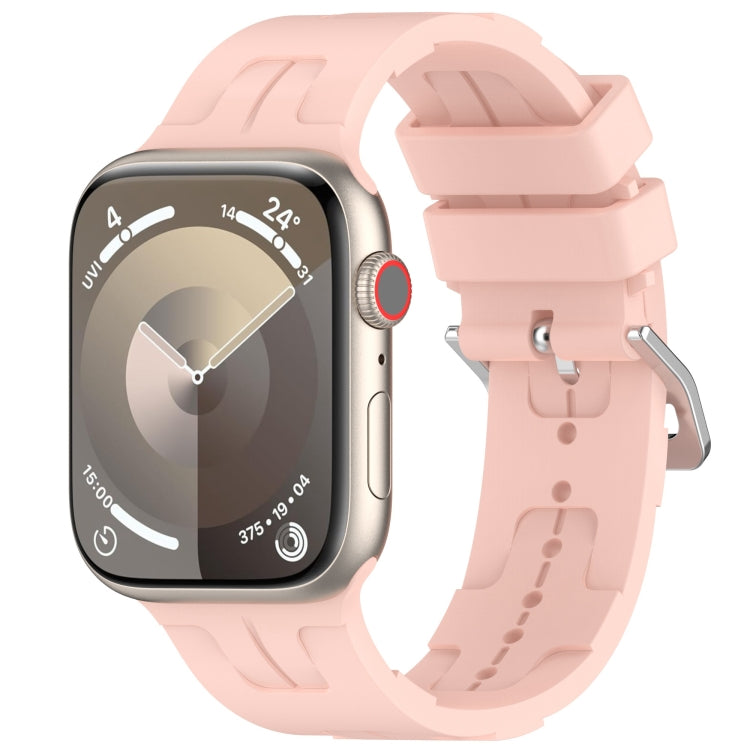 For Apple Watch Series 4 44mm H Texture Silicone Ladder Buckle Watch Band(Retro Rose) - Watch Bands by PMC TechLife | Online Shopping South Africa | PMC TechLife