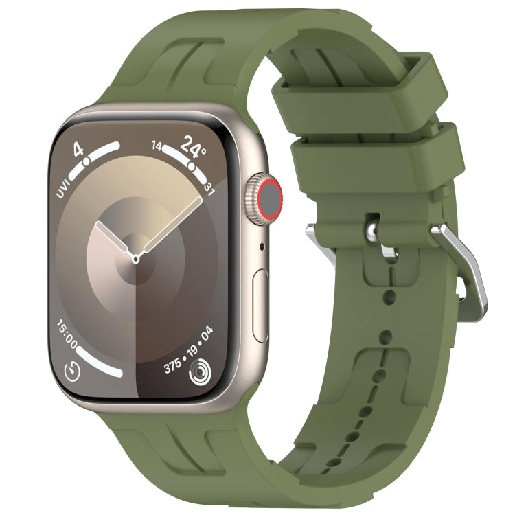 For Apple Watch Series 3 42mm H Texture Silicone Ladder Buckle Watch Band(Army Green) - Watch Bands by PMC TechLife | Online Shopping South Africa | PMC TechLife