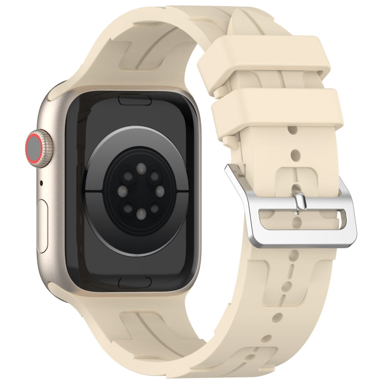 For Apple Watch Series 3 42mm H Texture Silicone Ladder Buckle Watch Band(Khaki) - Watch Bands by PMC TechLife | Online Shopping South Africa | PMC TechLife
