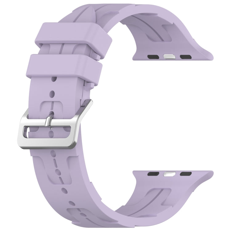 For Apple Watch Series 3 42mm H Texture Silicone Ladder Buckle Watch Band(Purple) - Watch Bands by PMC Jewellery | Online Shopping South Africa | PMC Jewellery