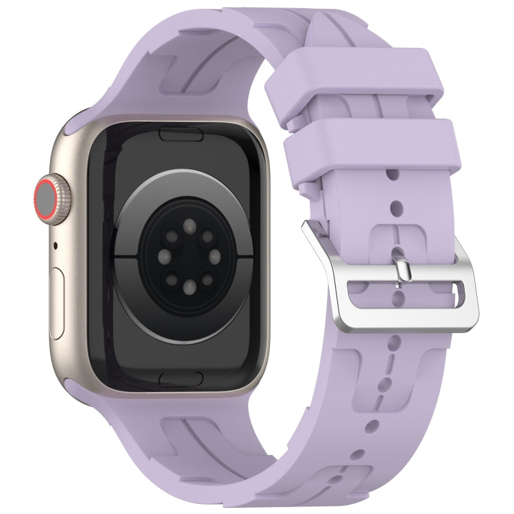 For Apple Watch Series 3 42mm H Texture Silicone Ladder Buckle Watch Band(Purple) - Watch Bands by PMC Jewellery | Online Shopping South Africa | PMC Jewellery