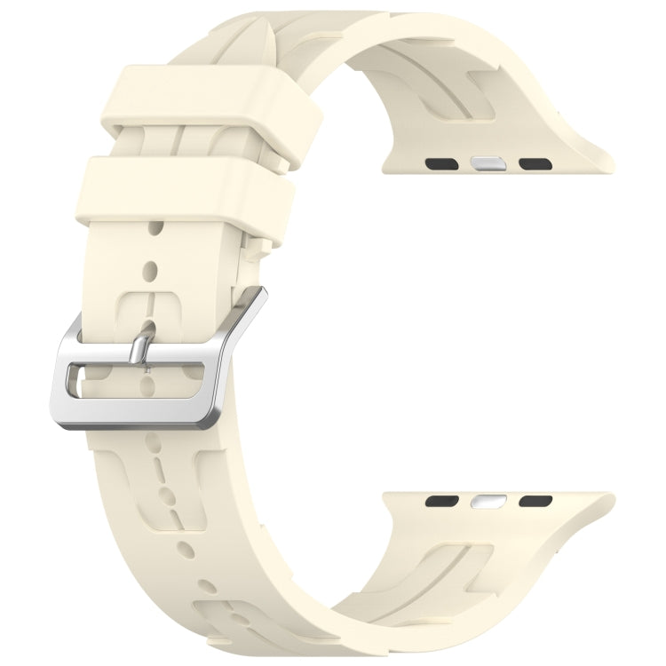 For Apple Watch Series 2 42mm H Texture Silicone Ladder Buckle Watch Band(Starlight) - Watch Bands by PMC TechLife | Online Shopping South Africa | PMC TechLife