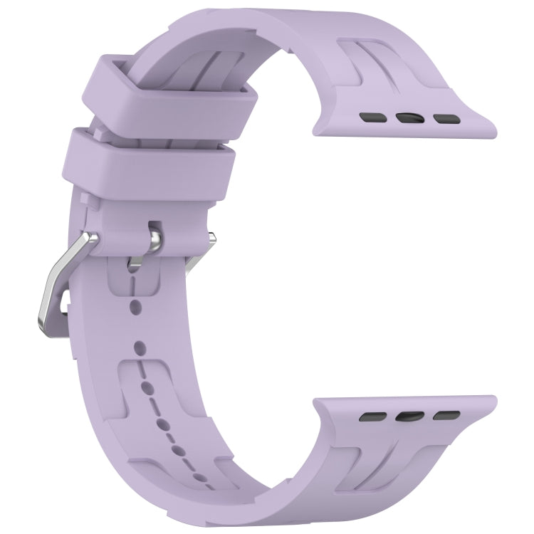 For Apple Watch Series 2 38mm H Texture Silicone Ladder Buckle Watch Band(Purple) - Watch Bands by PMC TechLife | Online Shopping South Africa | PMC TechLife