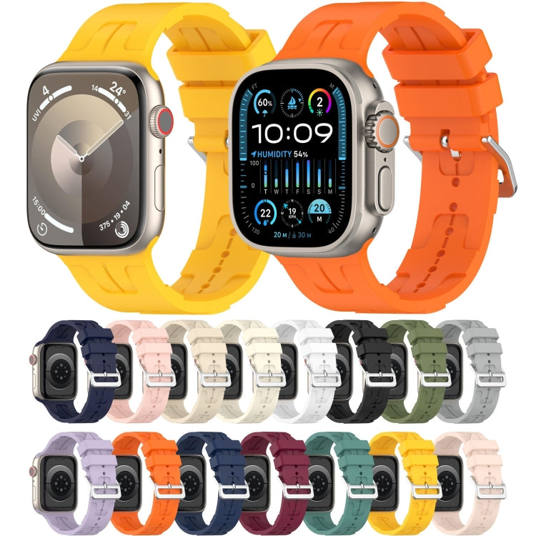 For Apple Watch 38mm H Texture Silicone Ladder Buckle Watch Band(Khaki) - Watch Bands by PMC TechLife | Online Shopping South Africa | PMC TechLife