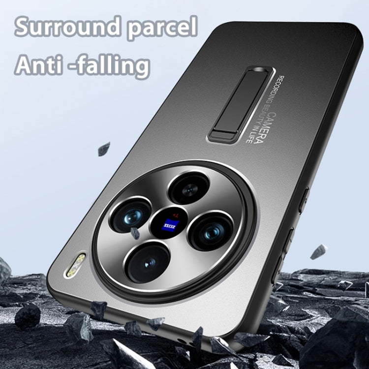 For vivo X100 Pro Frosted Metal Hybrid TPU Holder Phone Case(Black) - vivo Tempered Glass by imak | Online Shopping South Africa | PMC TechLife | Buy Now Pay Later Mobicred