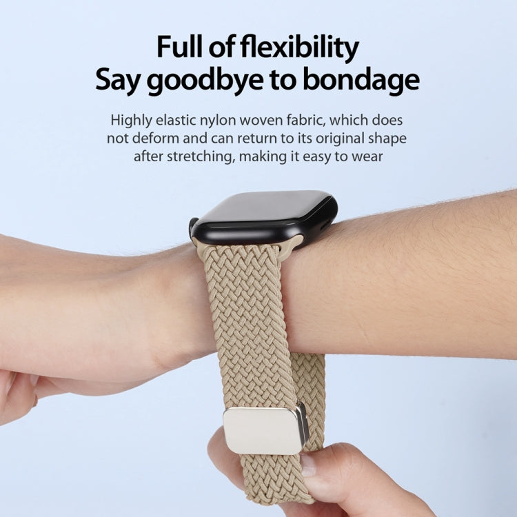 For Apple Watch SE 2023 44mm DUX DUCIS Mixture Pro Series Magnetic Buckle Nylon Braid Watch Band(Beige) - Watch Bands by DUX DUCIS | Online Shopping South Africa | PMC Jewellery | Buy Now Pay Later Mobicred