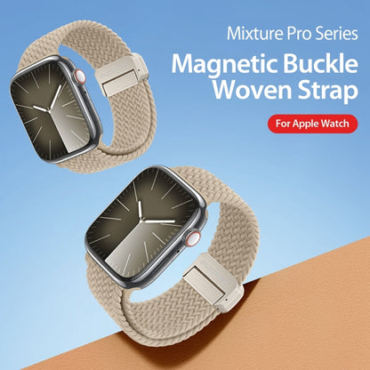 For Apple Watch Series 9 45mm DUX DUCIS Mixture Pro Series Magnetic Buckle Nylon Braid Watch Band(Beige) - Watch Bands by DUX DUCIS | Online Shopping South Africa | PMC Jewellery | Buy Now Pay Later Mobicred