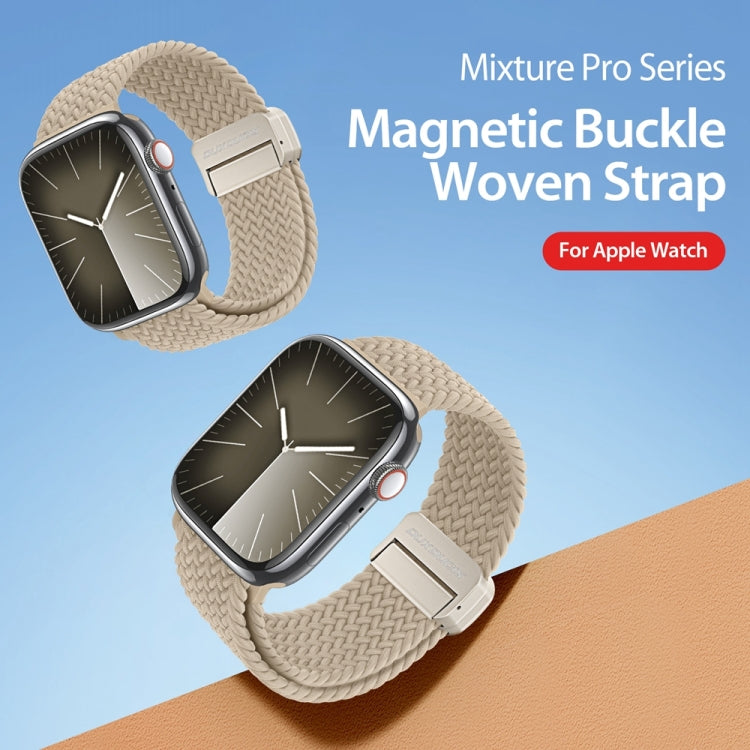 For Apple Watch Series 9 41mm DUX DUCIS Mixture Pro Series Magnetic Buckle Nylon Braid Watch Band(Beige) - Watch Bands by DUX DUCIS | Online Shopping South Africa | PMC Jewellery | Buy Now Pay Later Mobicred