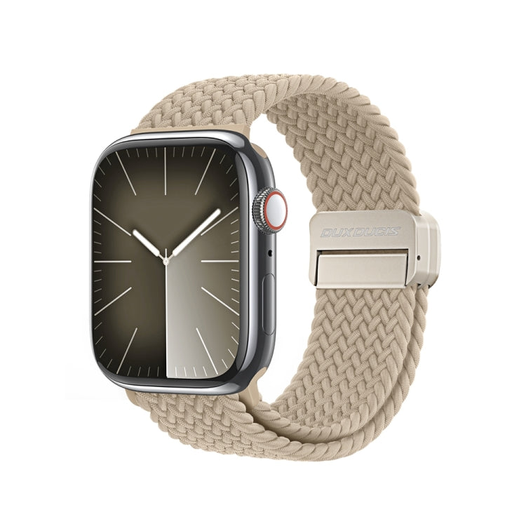 For Apple Watch Series 5 44mm DUX DUCIS Mixture Pro Series Magnetic Buckle Nylon Braid Watch Band(Beige) - Watch Bands by DUX DUCIS | Online Shopping South Africa | PMC Jewellery | Buy Now Pay Later Mobicred