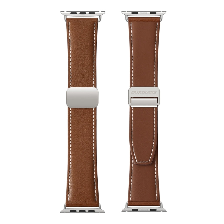 For Apple Watch SE 2023 44mm DUX DUCIS YA Series Magnetic Buckle Genuine Leather Watch Band(Brown) - Watch Bands by DUX DUCIS | Online Shopping South Africa | PMC Jewellery | Buy Now Pay Later Mobicred