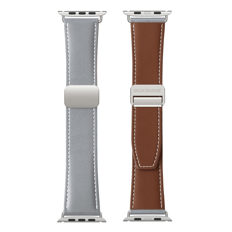 For Apple Watch SE 2023 44mm DUX DUCIS YA Series Magnetic Buckle Genuine Leather Watch Band(Grey) - Watch Bands by DUX DUCIS | Online Shopping South Africa | PMC Jewellery | Buy Now Pay Later Mobicred