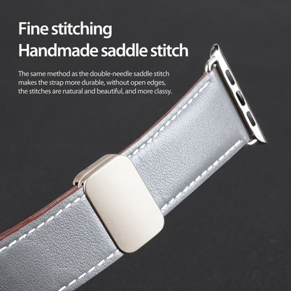 For Apple Watch SE 2023 44mm DUX DUCIS YA Series Magnetic Buckle Genuine Leather Watch Band(Grey) - Watch Bands by DUX DUCIS | Online Shopping South Africa | PMC Jewellery | Buy Now Pay Later Mobicred