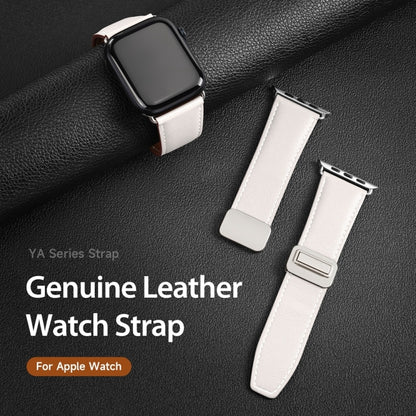 For Apple Watch SE 2023 44mm DUX DUCIS YA Series Magnetic Buckle Genuine Leather Watch Band(White) - Watch Bands by DUX DUCIS | Online Shopping South Africa | PMC Jewellery | Buy Now Pay Later Mobicred