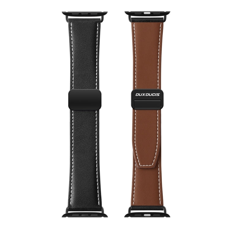 For Apple Watch SE 2023 40mm DUX DUCIS YA Series Magnetic Buckle Genuine Leather Watch Band(Black) - Watch Bands by DUX DUCIS | Online Shopping South Africa | PMC Jewellery | Buy Now Pay Later Mobicred