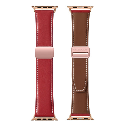 For Apple Watch SE 2023 40mm DUX DUCIS YA Series Magnetic Buckle Genuine Leather Watch Band(Red) - Watch Bands by DUX DUCIS | Online Shopping South Africa | PMC Jewellery | Buy Now Pay Later Mobicred