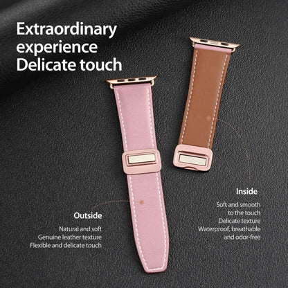 For Apple Watch Ultra 2 49mm DUX DUCIS YA Series Magnetic Buckle Genuine Leather Watch Band(Pink) - Watch Bands by DUX DUCIS | Online Shopping South Africa | PMC Jewellery | Buy Now Pay Later Mobicred