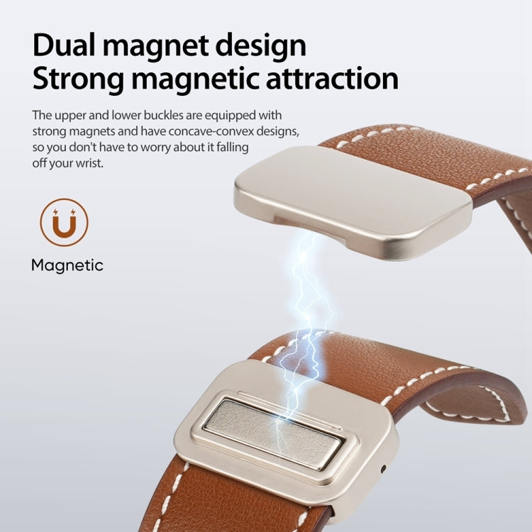 For Apple Watch Series 9 45mm DUX DUCIS YA Series Magnetic Buckle Genuine Leather Watch Band(Brown) - free shipping - PMC Jewellery - Order now!