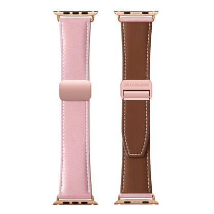 For Apple Watch Series 9 45mm DUX DUCIS YA Series Magnetic Buckle Genuine Leather Watch Band(Pink) - Watch Bands by DUX DUCIS | Online Shopping South Africa | PMC Jewellery | Buy Now Pay Later Mobicred