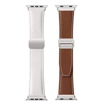 For Apple Watch Series 9 41mm DUX DUCIS YA Series Magnetic Buckle Genuine Leather Watch Band(White) - Watch Bands by DUX DUCIS | Online Shopping South Africa | PMC Jewellery | Buy Now Pay Later Mobicred