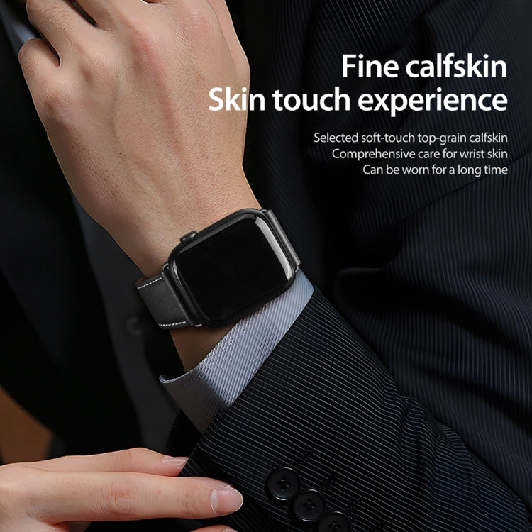 For Apple Watch Ultra 49mm DUX DUCIS YA Series Magnetic Buckle Genuine Leather Watch Band(Black) - free shipping - PMC Jewellery - Order now!