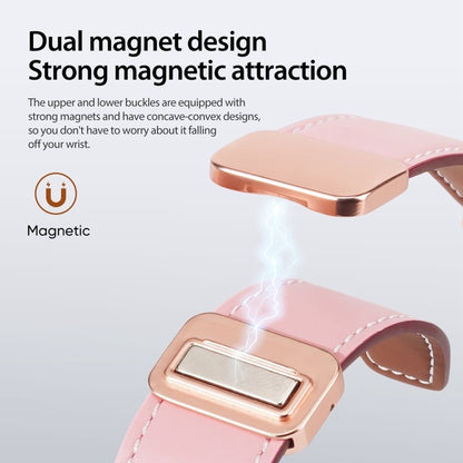 For Apple Watch Series 7 45mm DUX DUCIS YA Series Magnetic Buckle Genuine Leather Watch Band(Pink) - Watch Bands by DUX DUCIS | Online Shopping South Africa | PMC Jewellery | Buy Now Pay Later Mobicred