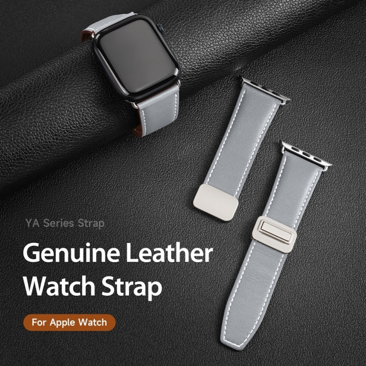 For Apple Watch Series 5 44mm DUX DUCIS YA Series Magnetic Buckle Genuine Leather Watch Band(Grey) - free shipping - PMC Jewellery - Order now!