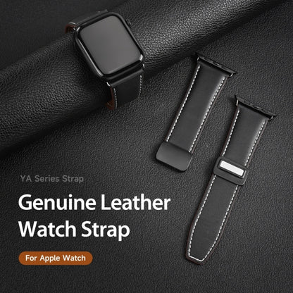 For Apple Watch Series 5 40mm DUX DUCIS YA Series Magnetic Buckle Genuine Leather Watch Band(Black) - Watch Bands by DUX DUCIS | Online Shopping South Africa | PMC Jewellery | Buy Now Pay Later Mobicred