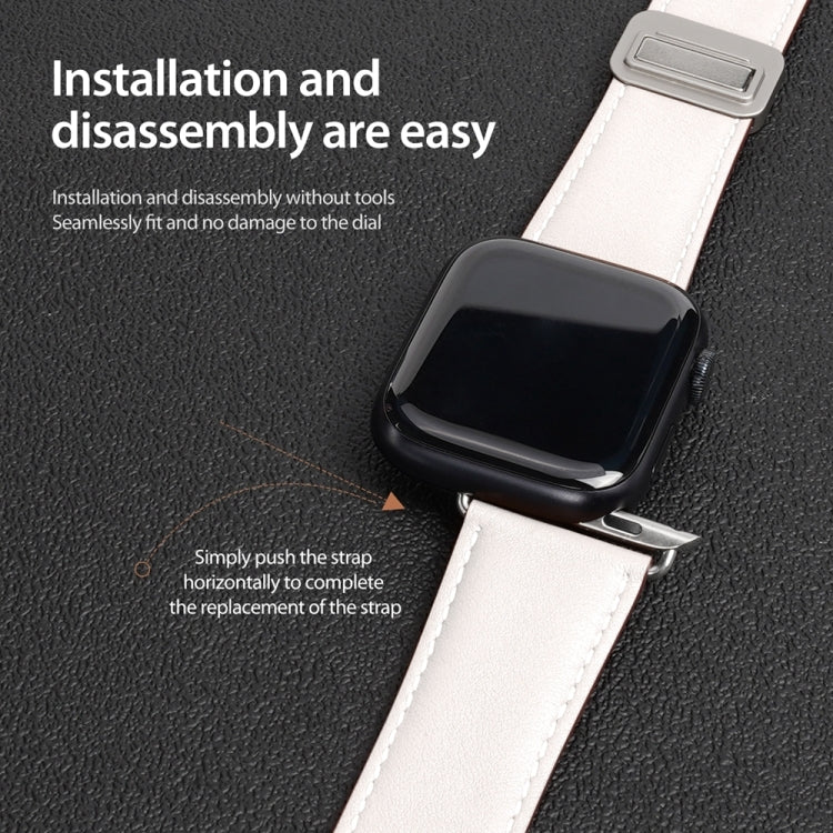 For Apple Watch Series 3 38mm DUX DUCIS YA Series Magnetic Buckle Genuine Leather Watch Band(White) - Watch Bands by DUX DUCIS | Online Shopping South Africa | PMC Jewellery | Buy Now Pay Later Mobicred