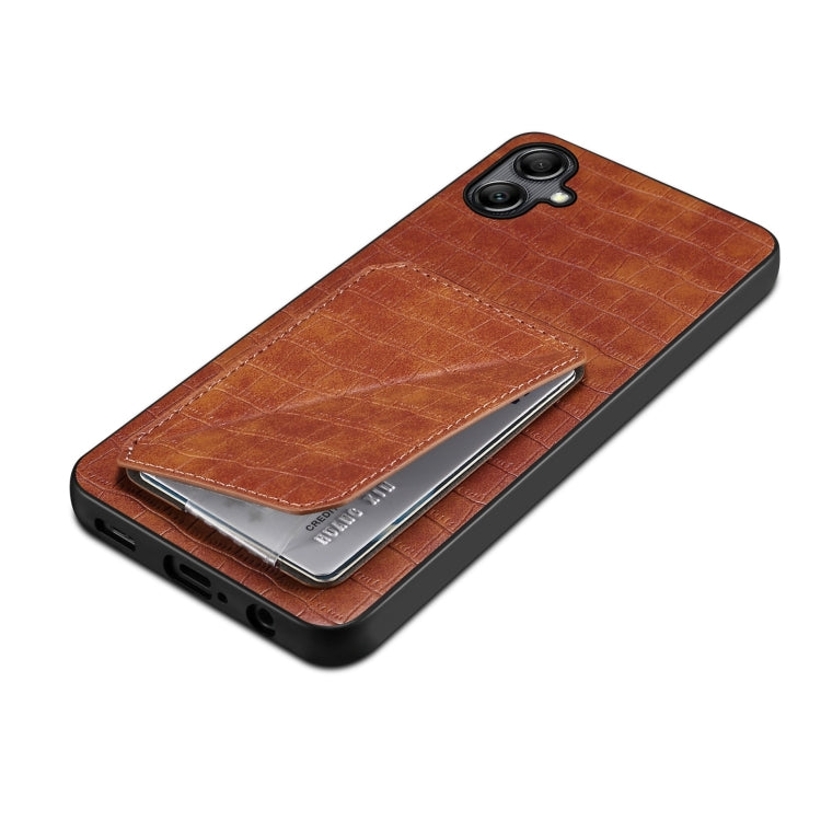 For Samsung Galaxy S24+ 5G Denior Imitation Crocodile Leather Back Phone Case with Holder(Brown) - Galaxy S24+ 5G Cases by Denior | Online Shopping South Africa | PMC Jewellery | Buy Now Pay Later Mobicred