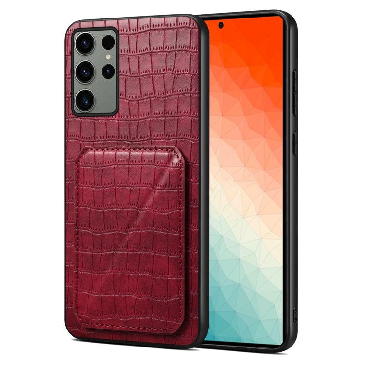 For Samsung Galaxy S24 Ultra 5G Denior Imitation Crocodile Leather Back Phone Case with Holder(Rose Red) - free shipping - PMC Jewellery - Order now!