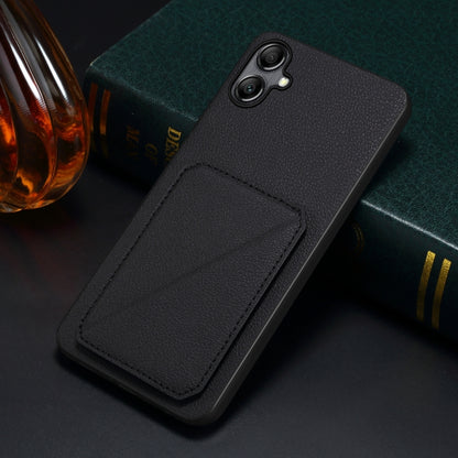 For Samsung Galaxy S24 Ultra 5G Denior Imitation Calf Leather Back Phone Case with Holder(Black) - Galaxy S24 Ultra 5G Cases by Denior | Online Shopping South Africa | PMC Jewellery | Buy Now Pay Later Mobicred