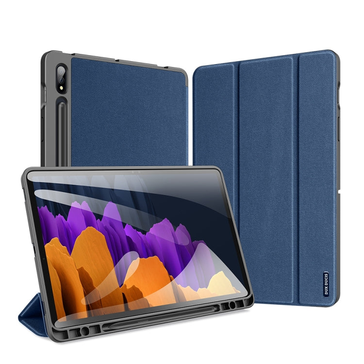 For Samsung Galaxy Tab S7 11 inch DUX DUCIS Domo Series Horizontal Flip Magnetic PU Leather Case with Three-folding Holder & Sleep / Wake-up Function & Pen Slot(Blue) - Other Galaxy Tab PC by DUX DUCIS | Online Shopping South Africa | PMC Jewellery | Buy Now Pay Later Mobicred