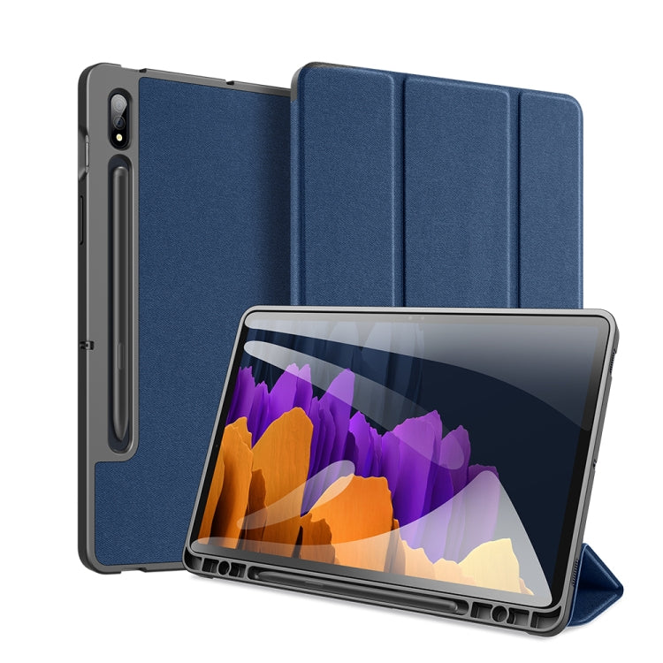 For Samsung Galaxy Tab S7+ 12.4 inch DUX DUCIS Domo Series Horizontal Flip Magnetic PU Leather Case with Three-folding Holder & Sleep / Wake-up Function & Pen Slot(Blue) - Other Galaxy Tab PC by DUX DUCIS | Online Shopping South Africa | PMC Jewellery | Buy Now Pay Later Mobicred