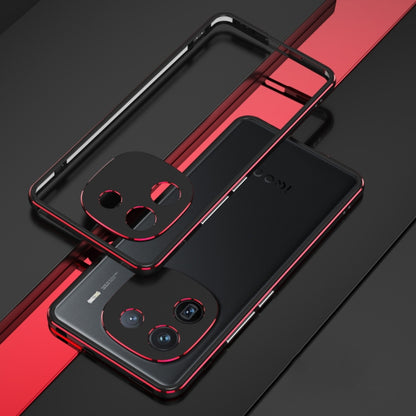 For vivo iQOO 12 Aurora Series Lens Protector + Metal Frame Phone Case(Black Red) - iQOO 12 Cases by PMC Jewellery | Online Shopping South Africa | PMC Jewellery