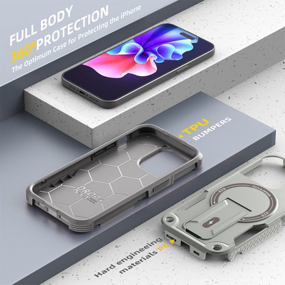 For iPhone 12 Pro Max MagSafe Holder Armor PC Hybrid TPU Phone Case(Grey) - iPhone 12 Pro Max Cases by PMC Jewellery | Online Shopping South Africa | PMC Jewellery