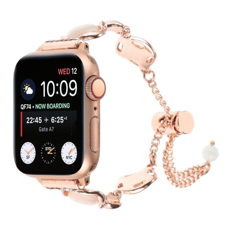 For Apple Watch SE 2023 40mm Shell Metal Chain Bracelet Watch Band(Rose Gold) - free shipping - PMC TechLife - Order now!