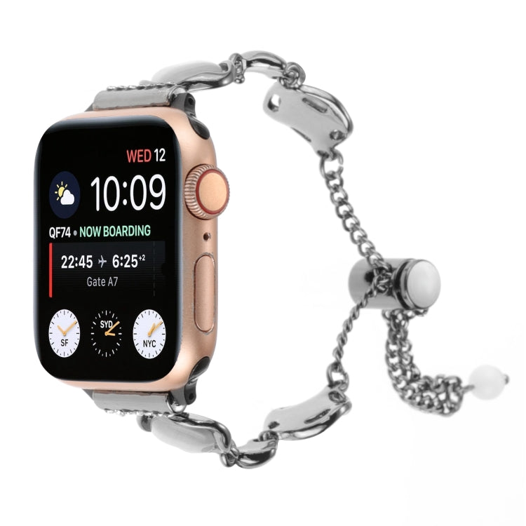For Apple Watch Series 5 44mm Shell Metal Chain Bracelet Watch Band(Black) - Watch Bands by PMC TechLife | Online Shopping South Africa | PMC TechLife