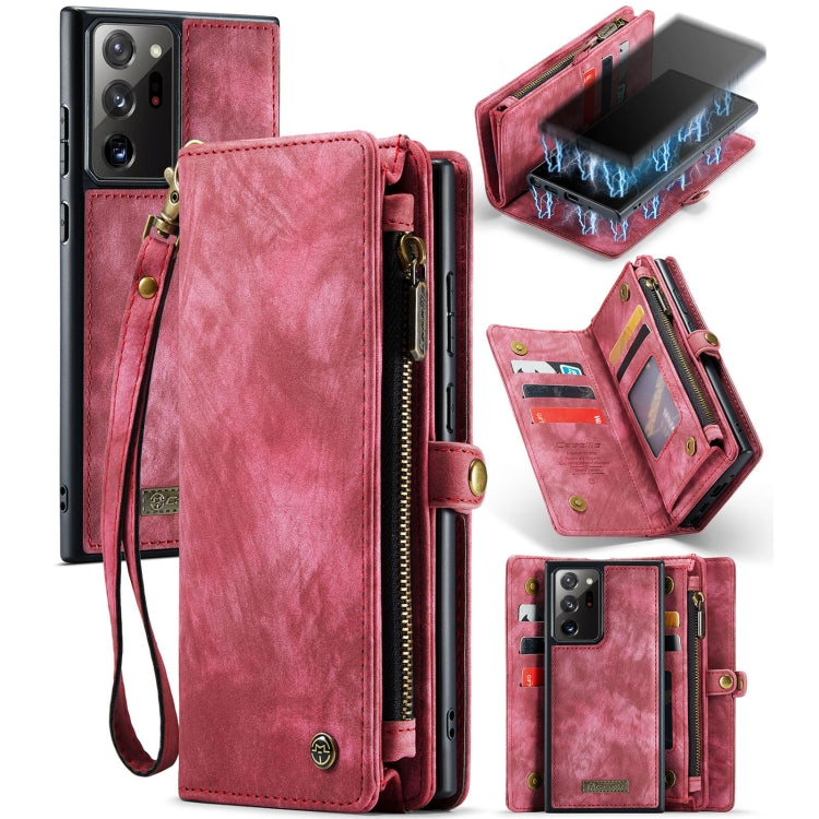 For Samsung Galaxy Note20 Ultra CaseMe-008 Detachable Multifunctional Horizontal Flip Leather Case with Card Slot & Holder & Zipper Wallet & Photo Frame(Red) - free shipping - PMC Jewellery - Order now!