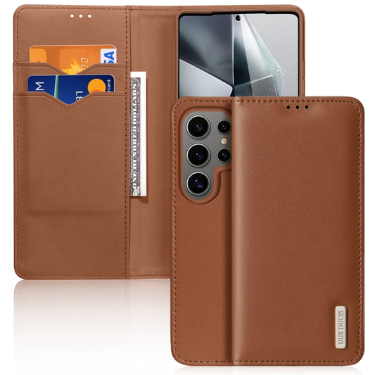 For Samsung Galaxy S25 Ultra 5G DUX DUCIS Hivo Series Cowhide + PU + TPU Flip Phone Case(Brown) - Galaxy S25 Ultra 5G Cases by DUX DUCIS | Online Shopping South Africa | PMC Jewellery | Buy Now Pay Later Mobicred