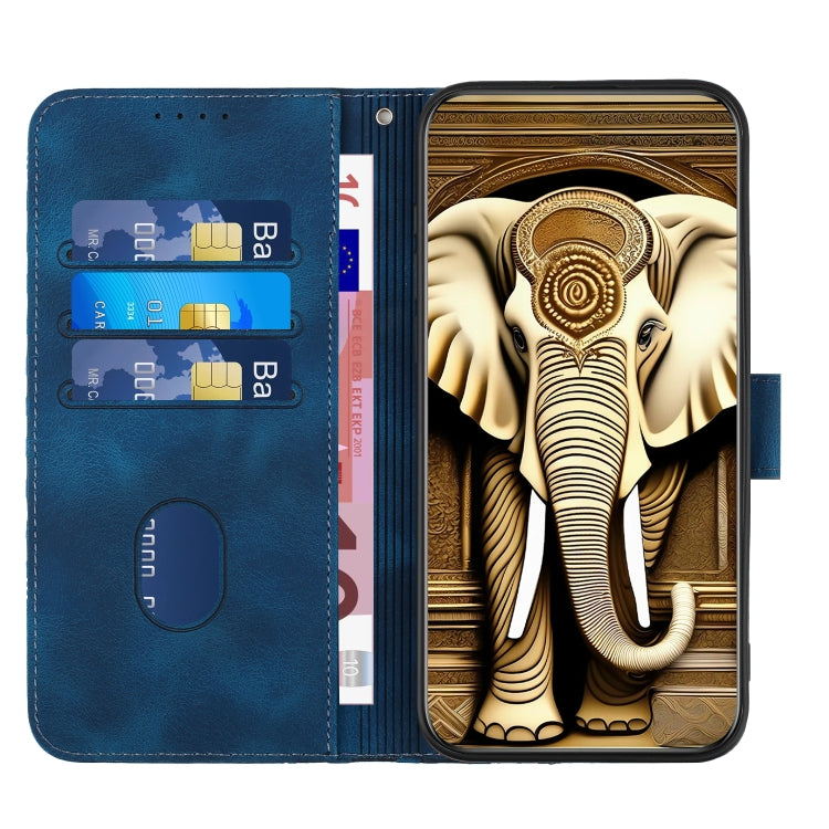 For Samsung Galaxy S22 5G YX0060 Elephant Head Embossed Phone Leather Case with Lanyard(Royal Blue) - Galaxy S22 5G Cases by PMC TechLife | Online Shopping South Africa | PMC TechLife